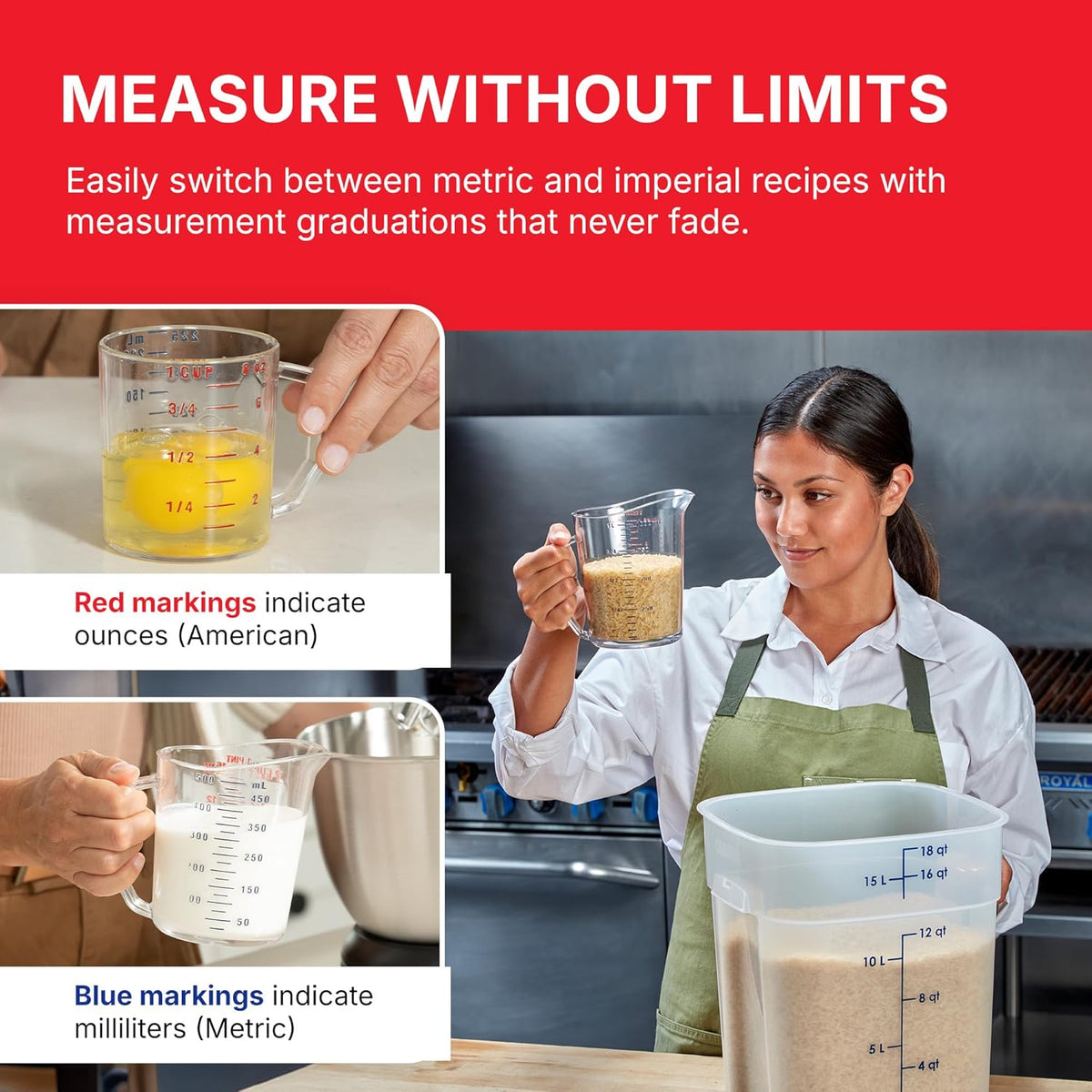 Cambro 200MCCW 2 qt Capacity, Camwear Clear Polycarbonate Liquid Measuring Cup (200MCCW135)