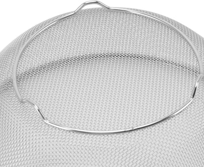 Stainless Steel Strainer Colander, Colander Large Metal Strainer for Kitchen, Colander Strainer Fine Mesh Strainer for Washing Vegetables, Fruit, Beans & Pasta(Basin+Mesh Sieve)