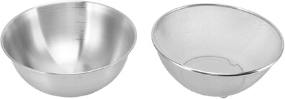 Stainless Steel Strainer Colander, Colander Large Metal Strainer for Kitchen, Colander Strainer Fine Mesh Strainer for Washing Vegetables, Fruit, Beans & Pasta(Basin+Mesh Sieve)