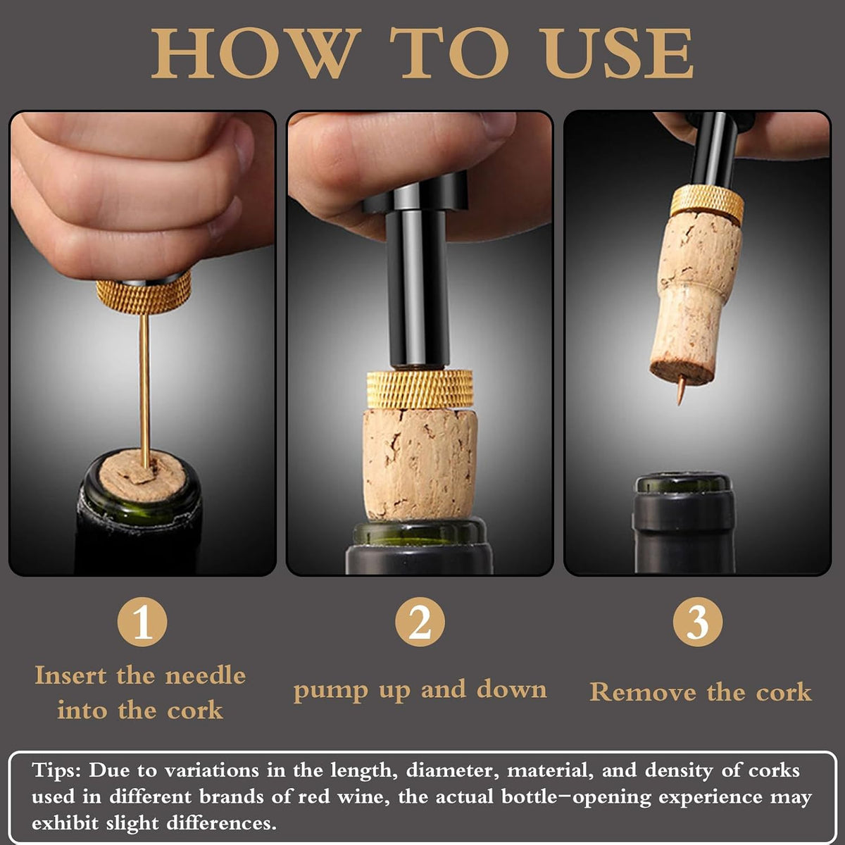 2 Pcs Portable Air Pressure Pump Bottle Opener, Quick Bottle Opening, Compatible With Champagne and Red Wine Bottles, Suitable for Travel Camping, Family Gatherings, Restaurants, and Bars (Gold + Red)