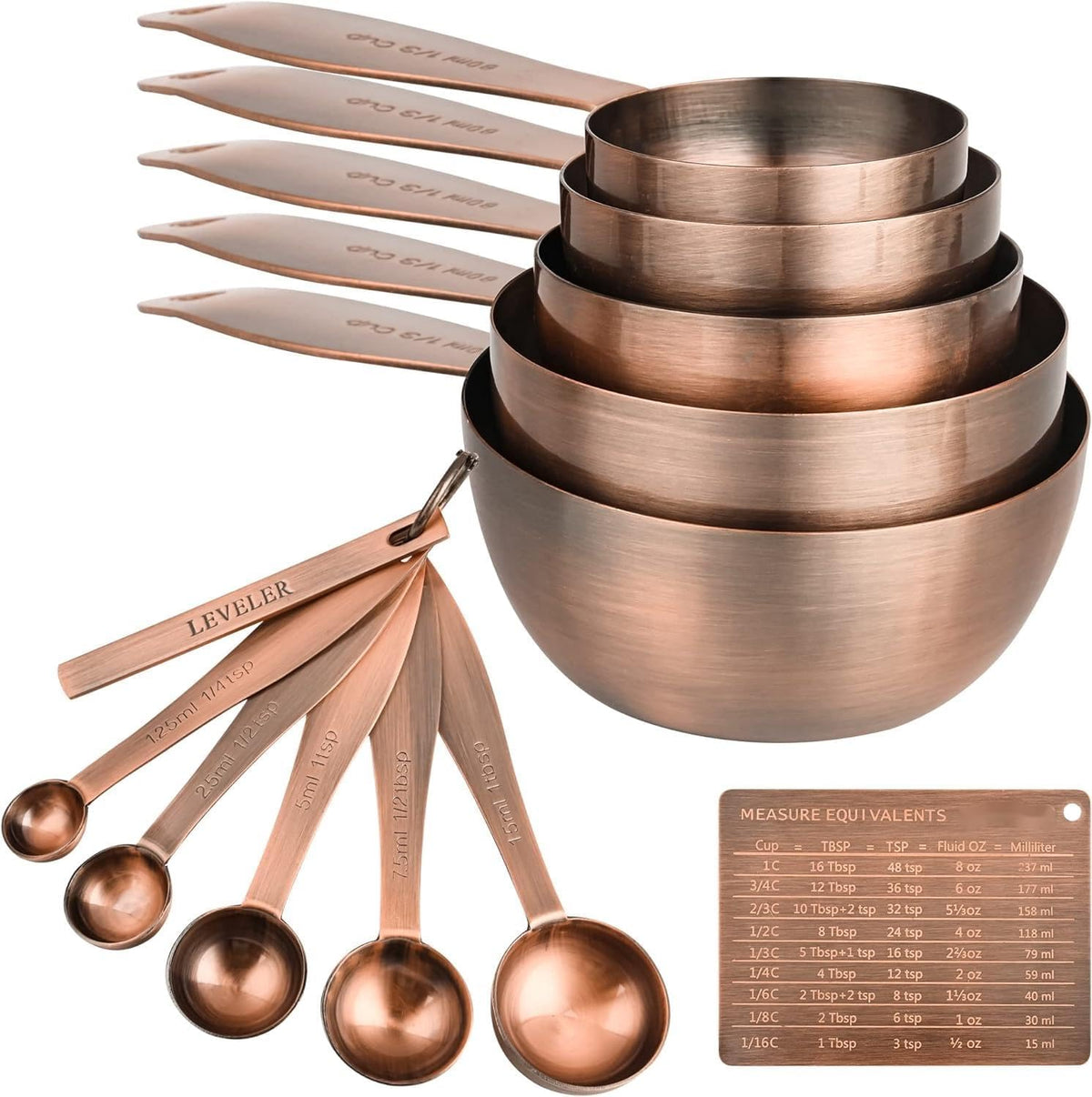 12-Piece Measuring Set, Stainless Steel Cups & Spoons