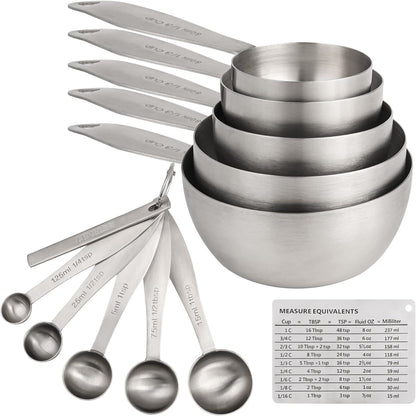 12-Piece Measuring Set, Stainless Steel Cups & Spoons
