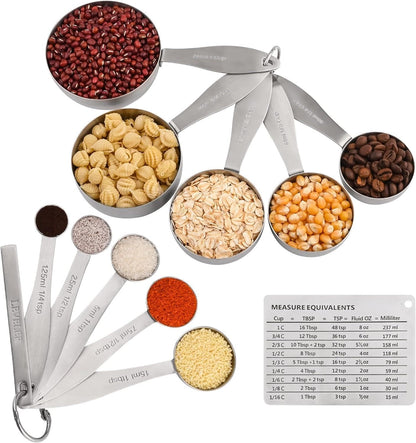 12-Piece Measuring Set, Stainless Steel Cups & Spoons
