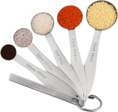 12-Piece Measuring Set, Stainless Steel Cups & Spoons