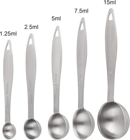 12-Piece Measuring Set, Stainless Steel Cups & Spoons