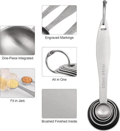 12-Piece Measuring Set, Stainless Steel Cups & Spoons