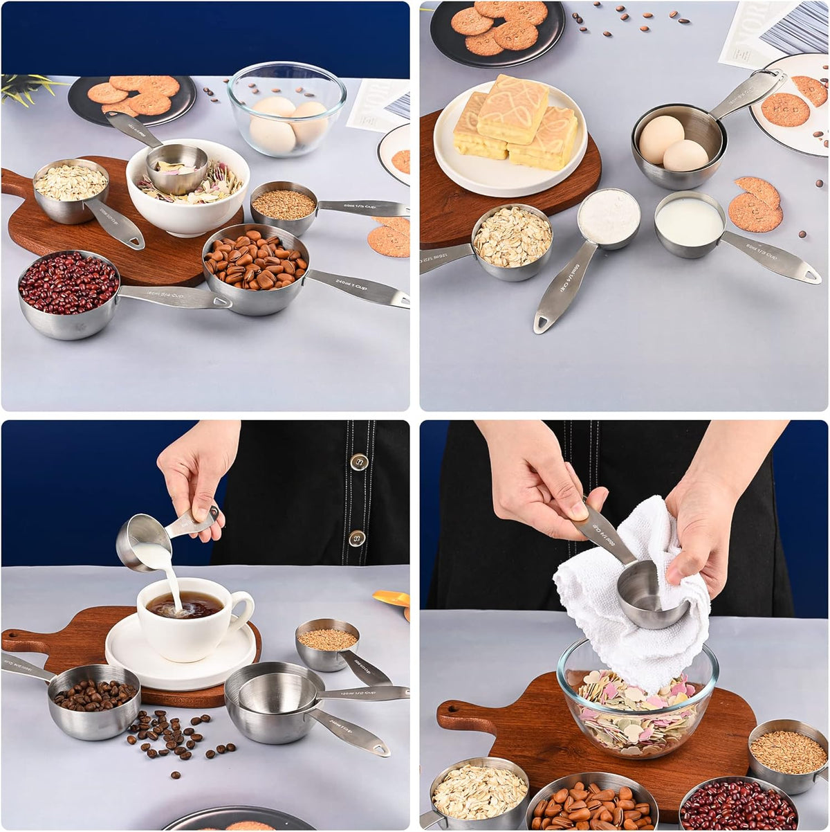 12-Piece Measuring Set, Stainless Steel Cups & Spoons