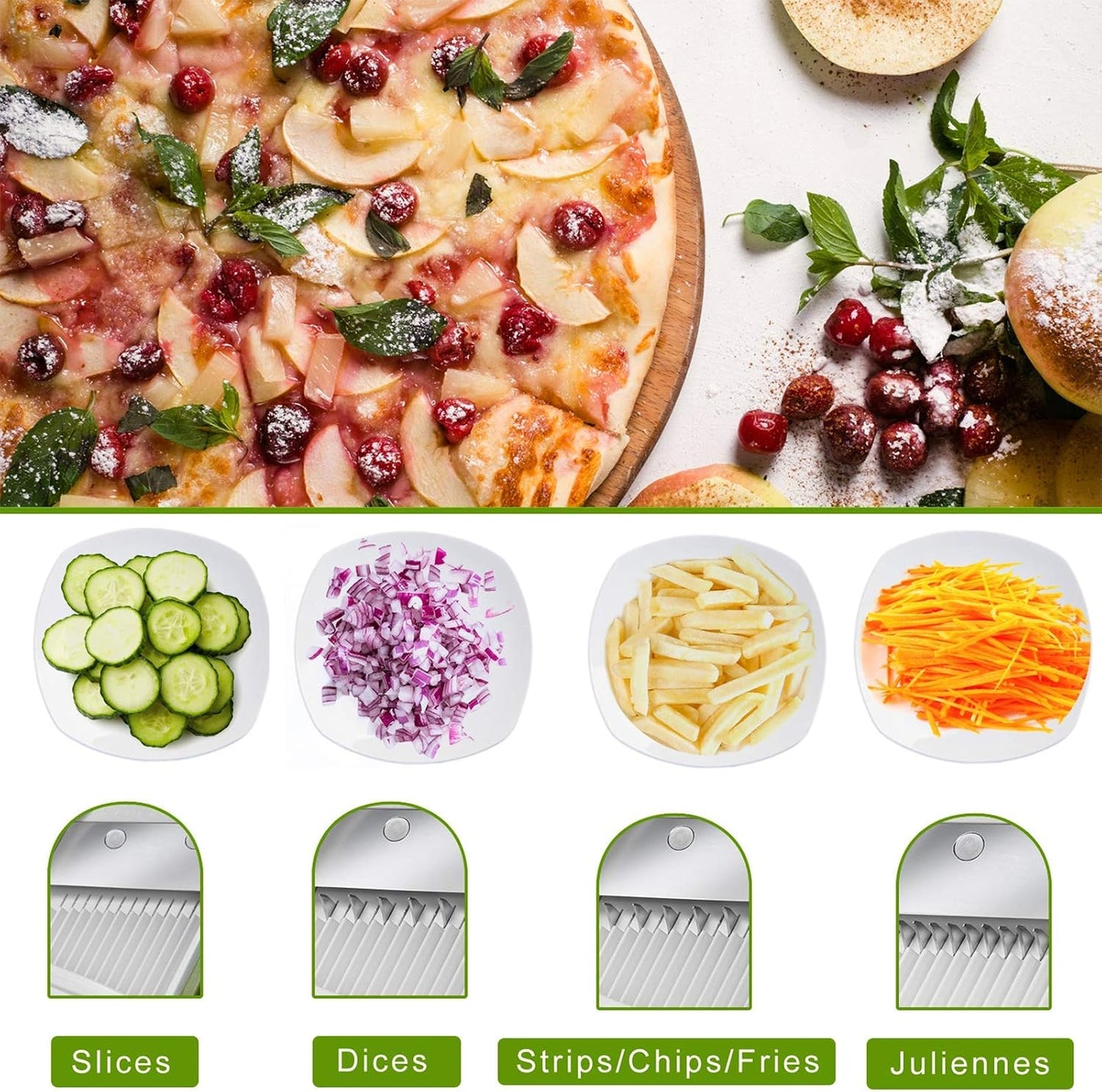 Safe Mandoline Slicer Kitchen, All in 1 Vegetable Slicer, Gray | Adjustable Thickness, Potato Slicer Veggie Chopper, Strips Julienne Dicer, French Fry Cutter, Dishwasher Safe, Kitchen Gift