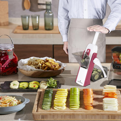 Safe Mandoline Slicer Kitchen, All in 1 Vegetable Slicer, Gray | Adjustable Thickness, Potato Slicer Veggie Chopper, Strips Julienne Dicer, French Fry Cutter, Dishwasher Safe, Kitchen Gift
