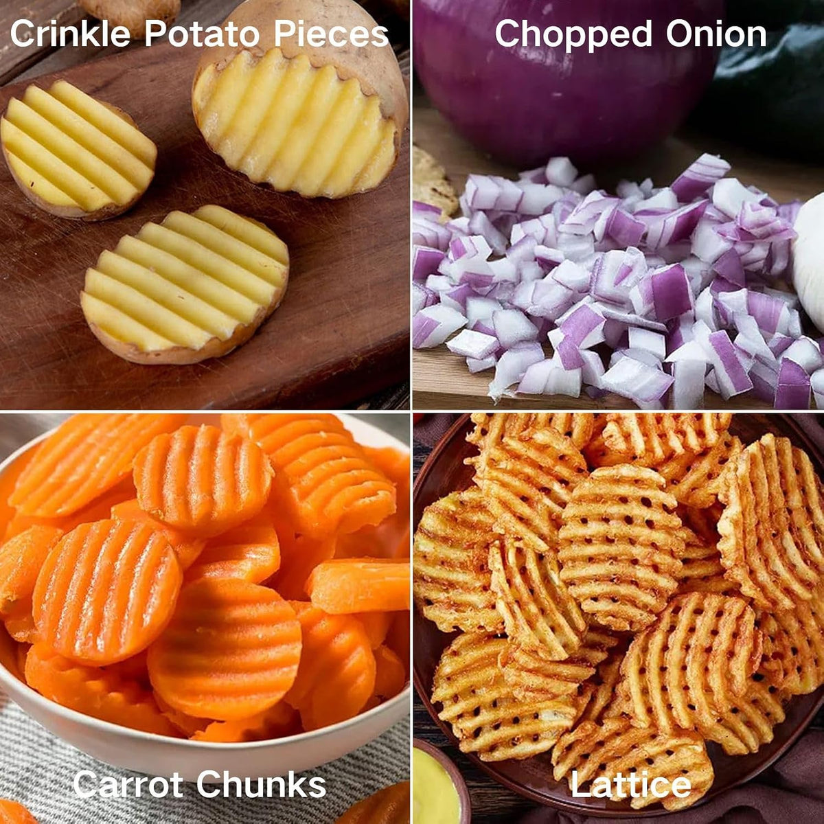 Crinkle Cutter for Veggies, Stainless Steel French Fry Cutter for Potatoes Cucumbers Carrot Crinkle Cut Knife Wavy Chopper Waffle Fry Slicer