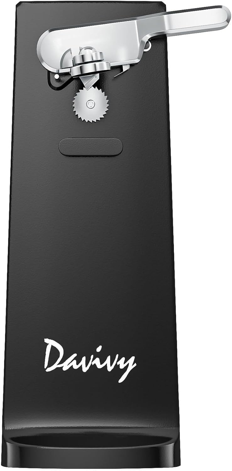 Electric Can Opener - One-Touch Hands-Free Operation,Removable Stainless Steel Cutter, 3-in-1 Design with Knife Sharpener&Bottle Opener(Black)