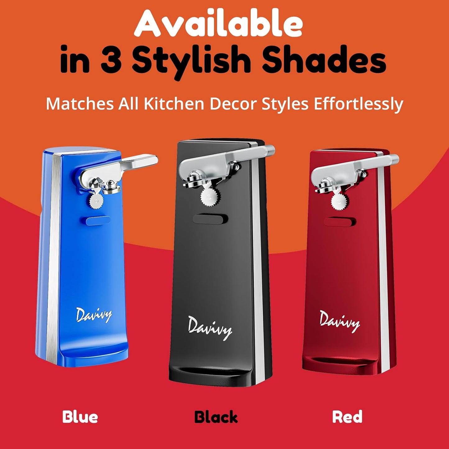 Electric Can Opener - One-Touch Hands-Free Operation,Removable Stainless Steel Cutter, 3-in-1 Design with Knife Sharpener&Bottle Opener(Black)
