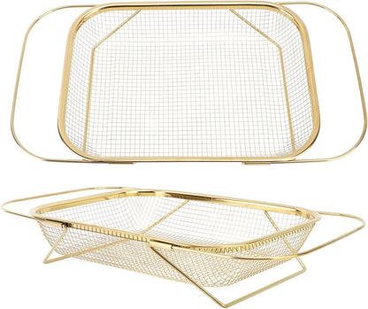 Over the Sink Colander Strainer, Stainless Steel Colander Strainer Basket, Fine Mesh Basket for Home Kitchen(13L x 10W x 3H in)