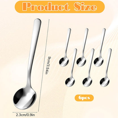 Small Spoons Mini Set, 6 PCS Tiny Stainless Steel Spoons for Spices Jars 3.4" Condiment Spoon 304 Food Grade Seasoning Spoon for Salt Spice Jars, Spices, Pepper, Sugar, Coffee
