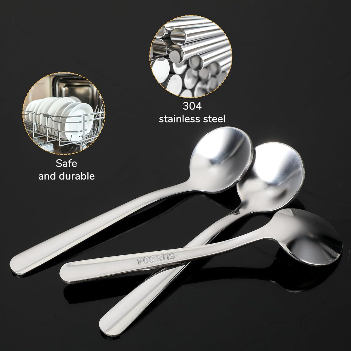 Small Spoons Mini Set, 6 PCS Tiny Stainless Steel Spoons for Spices Jars 3.4" Condiment Spoon 304 Food Grade Seasoning Spoon for Salt Spice Jars, Spices, Pepper, Sugar, Coffee