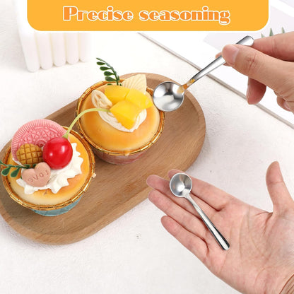 Small Spoons Mini Set, 6 PCS Tiny Stainless Steel Spoons for Spices Jars 3.4" Condiment Spoon 304 Food Grade Seasoning Spoon for Salt Spice Jars, Spices, Pepper, Sugar, Coffee