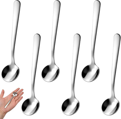 Small Spoons Mini Set, 6 PCS Tiny Stainless Steel Spoons for Spices Jars 3.4" Condiment Spoon 304 Food Grade Seasoning Spoon for Salt Spice Jars, Spices, Pepper, Sugar, Coffee