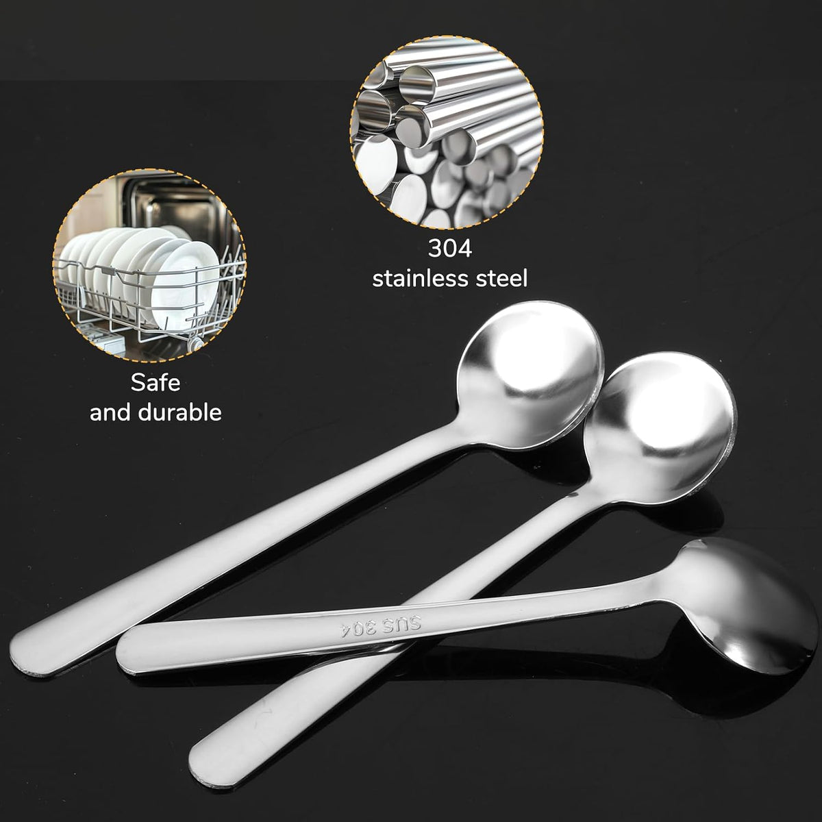 Small Spoons Mini Set, 6 PCS Tiny Stainless Steel Spoons for Spices Jars 3.4" Condiment Spoon 304 Food Grade Seasoning Spoon for Salt Spice Jars, Spices, Pepper, Sugar, Coffee