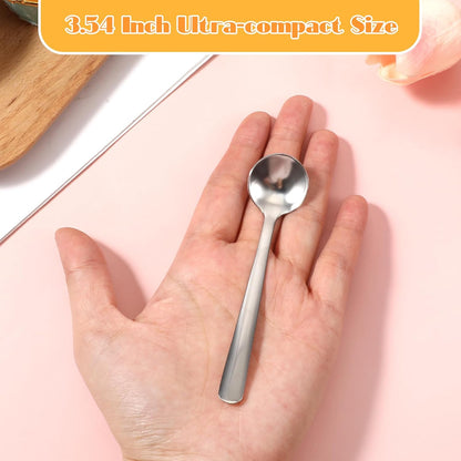 Small Spoons Mini Set, 6 PCS Tiny Stainless Steel Spoons for Spices Jars 3.4" Condiment Spoon 304 Food Grade Seasoning Spoon for Salt Spice Jars, Spices, Pepper, Sugar, Coffee