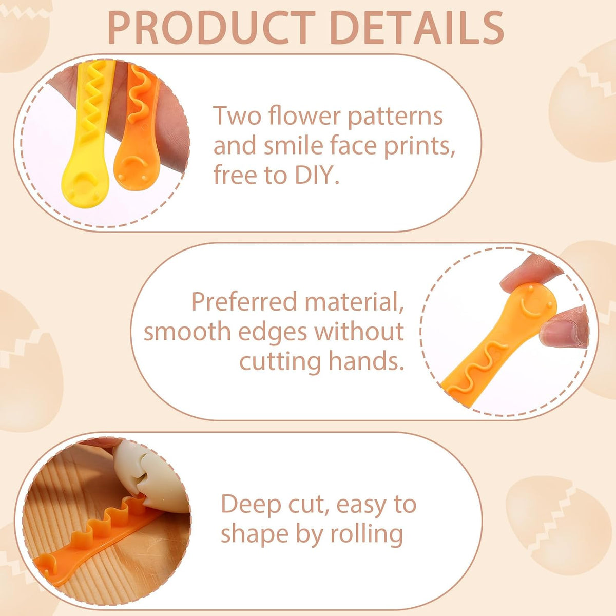 4pcs Fancy Egg Cutter, 6.3in Plastic Flower Shaped Egg Cut with Smile Face Print for Cutting Slicer Peeler Household Shaper Kitchen Gadget(Yellow & Orange)
