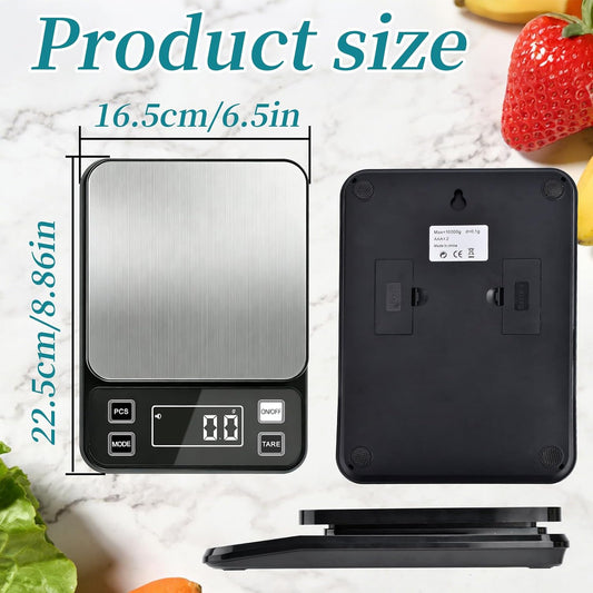 Waterproof Food Scale, 22lb Digital Kitchen Scale with Batteries, 304 Stainless Steel Precision Gram Scale for Baking, Cooking, Meal Prep, Tare Function