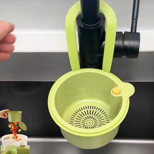 Sink Strainer Basket, Green | Multifunction Hanging, Drain Basket, Upgrade Quick Draining, Bottom Release for Mess-Free Hands-Free Cleanup