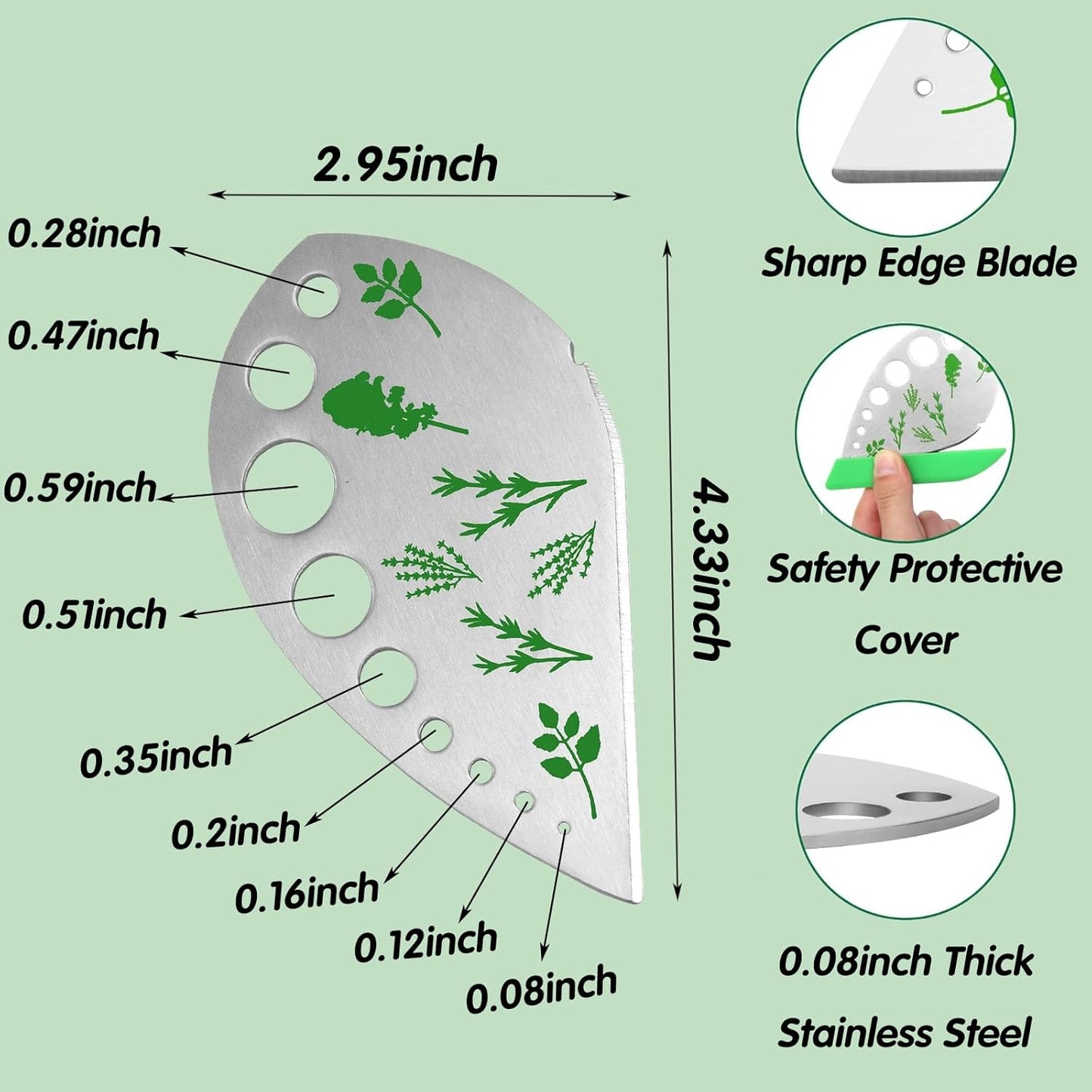 Herb Stripper 9 Holes, Stainless Steel Kitchen Herb Stripping Tool, Loose Leaf Kale Razor Metal Leaf Pealer For Kale Collard Greens Thyme Basil Rosemary Stripper