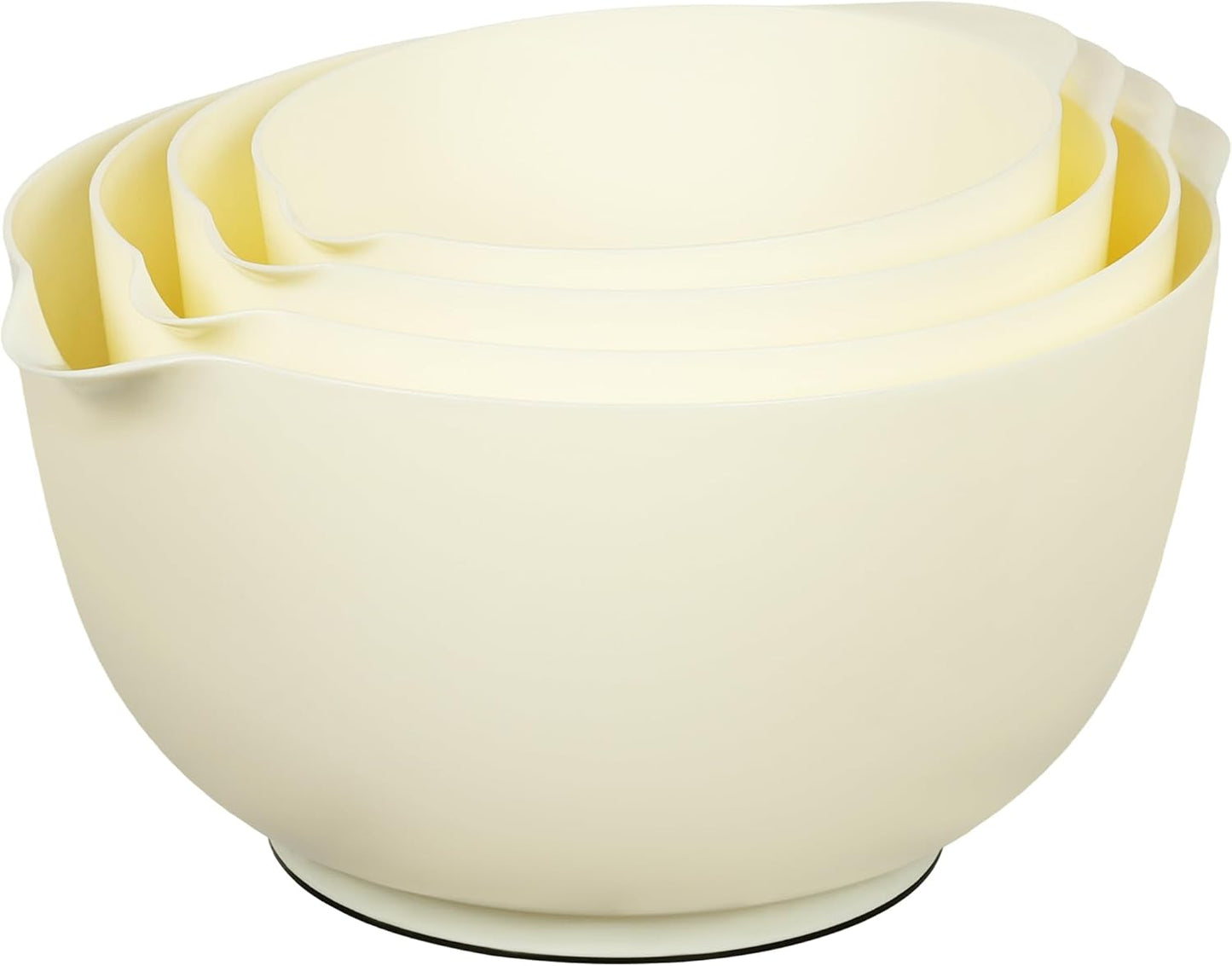 BoxedHome Mixing Bowls Set of 4, BPA Free Plastic,Microwave Safe, Pink | 4.5/3.5/2.5/1.7 quarts, Non-slip Base Large Nesting Bowl with Pour Spout, Dishwasher Safe, for Prep, Cooking,Baking