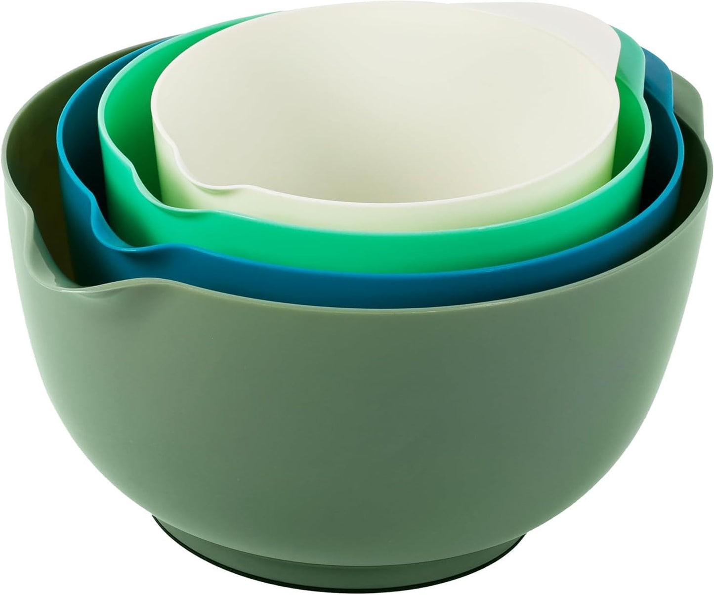 BoxedHome Mixing Bowls Set of 4, BPA Free Plastic,Microwave Safe, Pink | 4.5/3.5/2.5/1.7 quarts, Non-slip Base Large Nesting Bowl with Pour Spout, Dishwasher Safe, for Prep, Cooking,Baking