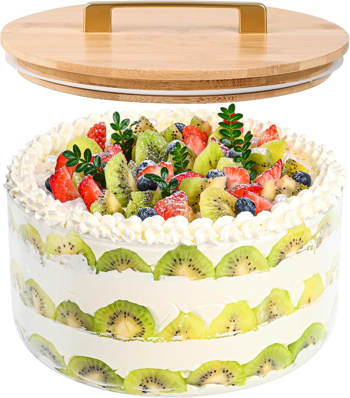 Glass Trifle Bowl with Airtight Lid, 197oz Large Salad Bowl, Glass Serving Bowl for Popcorn, Cake, Salad, Fruit, Baking, Dessert and Party Diy, BPA Free, Oven, Dishwasher Safe