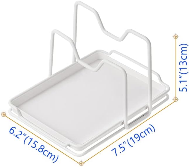 Pot Lid Holder, 2 Layers Pot Lids Organizer Multifunctional Lid and Spoon Rest Rack with Drip Tray for Lids, Spatulas, Spoons, Cutting Boards