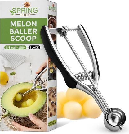 Extra Small Stainless Steel Melon Baller Scoop, #100, Black