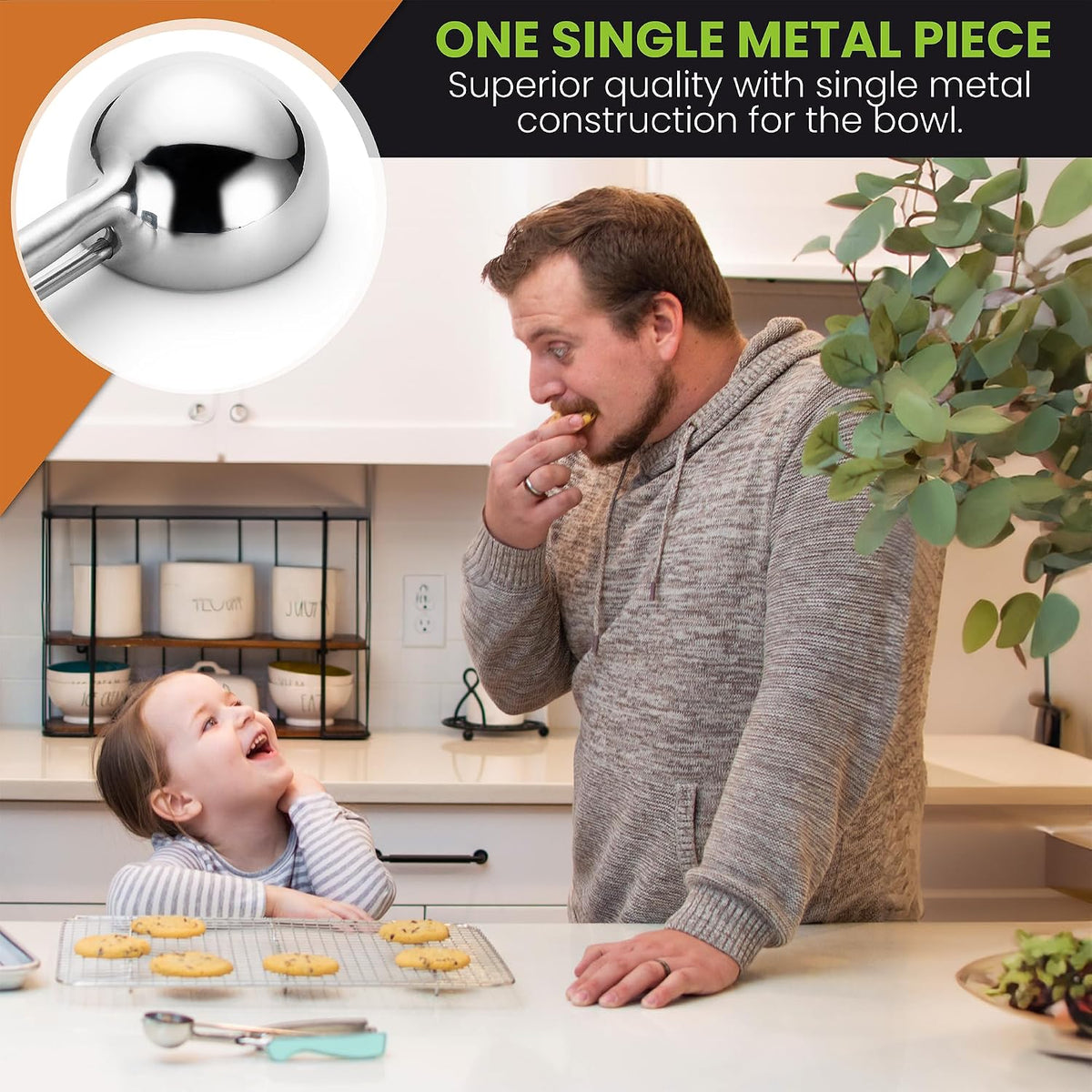Extra Small Stainless Steel Melon Baller Scoop, #100, Black