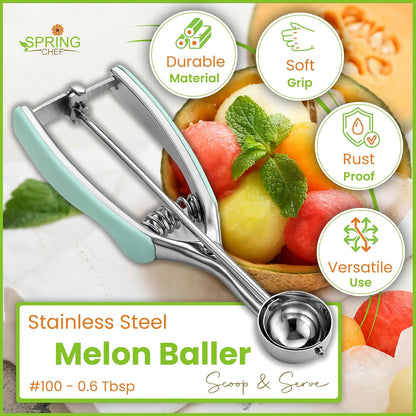 Extra Small Stainless Steel Melon Baller Scoop, #100, Black