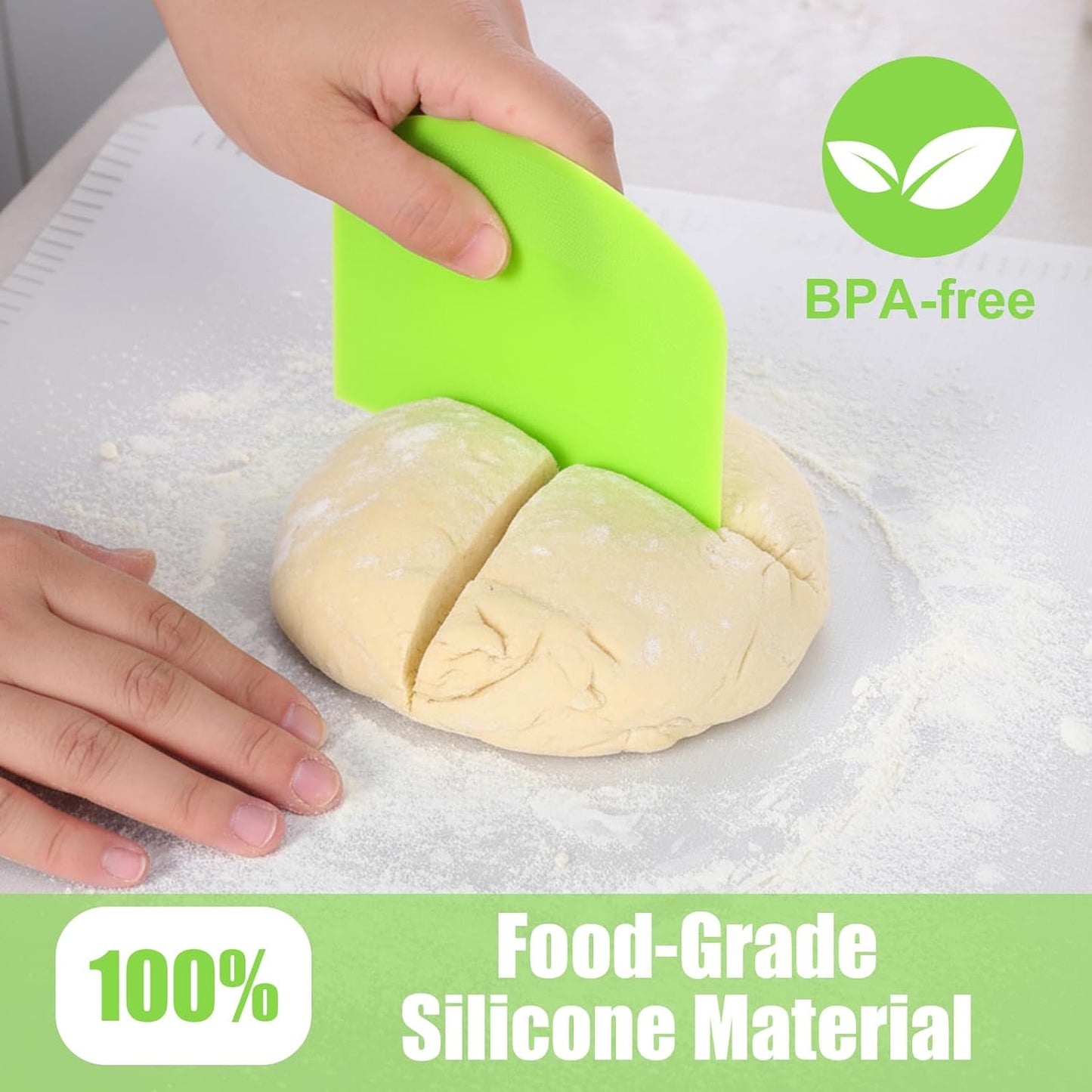 10 Pcs Bread Scraper, Plastic Bowl Scrapers for Bread Dough, Flexible Food Scraper Tool for Breads, Cake Dough and Fondant Frosting (Green, Pink, Blue, White, Yellow)
