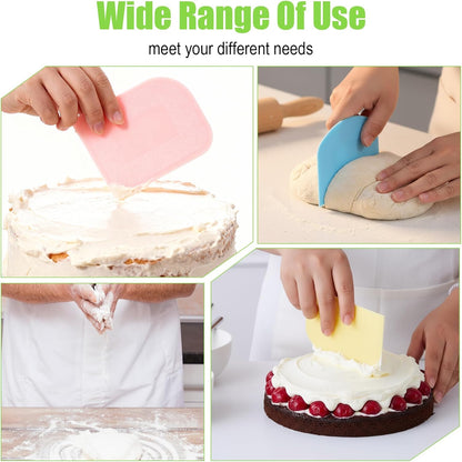 10 Pcs Bread Scraper, Plastic Bowl Scrapers for Bread Dough, Flexible Food Scraper Tool for Breads, Cake Dough and Fondant Frosting (Green, Pink, Blue, White, Yellow)