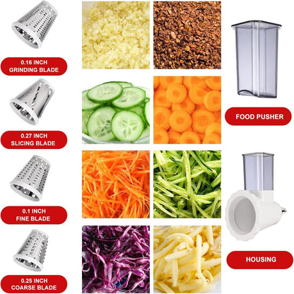 Upgraded Version - Cheese Grater Slicer Shredder Attachments for All KitchenAid Stand Mixers, Food Slicers Salad Maker Accessory Vegetable Chopper with 4 Blades Dishwasher Safe