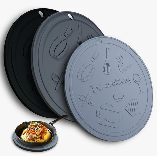 Silicone Trivet Mats - 3 Heat Resistant Pot Holders, Non-Slip Hot Pads for Kitchen, Food Grade Silicone, BPA Free, Easy to Wash (Black Gray)