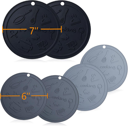 Silicone Trivet Mats - 3 Heat Resistant Pot Holders, Non-Slip Hot Pads for Kitchen, Food Grade Silicone, BPA Free, Easy to Wash (Black Gray)