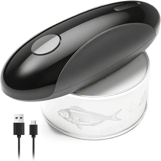 Rechargeable Electric Can Opener for Seniors, Automatic Can Opener Electric | Handsfree Electric Can Openers with Smooth Edge for Kitchen, Magnet Lid Lifter, Fits Almost Can Sizes (Black & Grey)