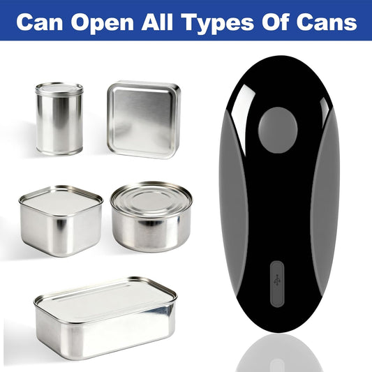 Rechargeable Electric Can Opener for Seniors, Automatic Can Opener Electric | Handsfree Electric Can Openers with Smooth Edge for Kitchen, Magnet Lid Lifter, Fits Almost Can Sizes (Black & Grey)