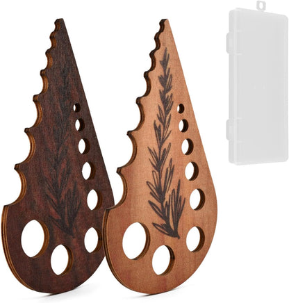 8 Hole Wooden Herb Stripper, Vegetable Leaf Separator, Herb Stem Stripper Chopper Tool Supplies with Storage Case, Quick Leaf Stripping Kitchen Gadget for Kale, Rosemary, and Basil