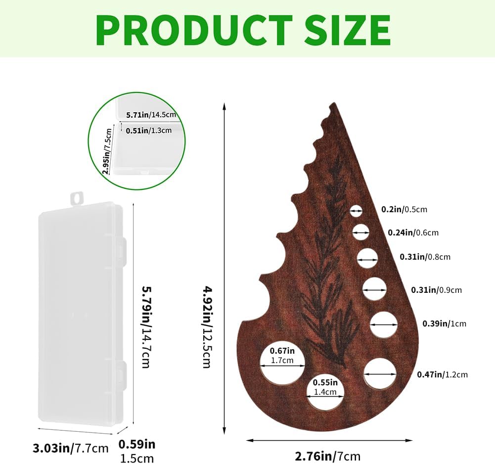8 Hole Wooden Herb Stripper, Vegetable Leaf Separator, Herb Stem Stripper Chopper Tool Supplies with Storage Case, Quick Leaf Stripping Kitchen Gadget for Kale, Rosemary, and Basil