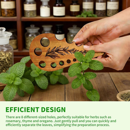 8 Hole Wooden Herb Stripper, Vegetable Leaf Separator, Herb Stem Stripper Chopper Tool Supplies with Storage Case, Quick Leaf Stripping Kitchen Gadget for Kale, Rosemary, and Basil