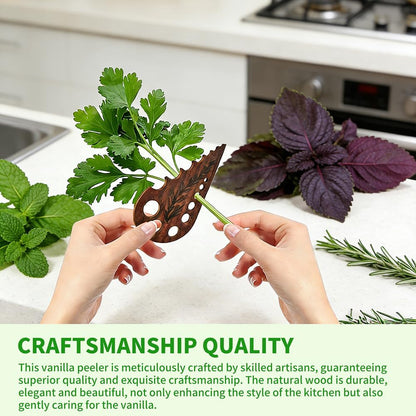 8 Hole Wooden Herb Stripper, Vegetable Leaf Separator, Herb Stem Stripper Chopper Tool Supplies with Storage Case, Quick Leaf Stripping Kitchen Gadget for Kale, Rosemary, and Basil