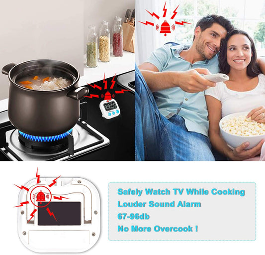 2 Pack Digital Kitchen Timer II 2.0, Big Digits, Loud Alarm, Magnetic Backing, Stand, for Cooking Baking Sports Games Office (White) (2 Pack)