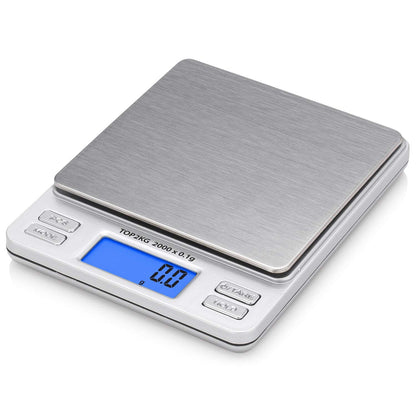 Pro Digital Pocket Scale – 2000g x 0.1g Precision Gram Scale with LCD Display, 6 Weighing Units, Hold & Count Functions – Includes 2 Trays and Batteries (Silver)