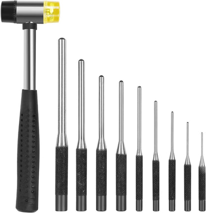Roll Pin Punch Set with Storage Pouch, 9 Piece Steel Removal Tool Kit for Jewelry
