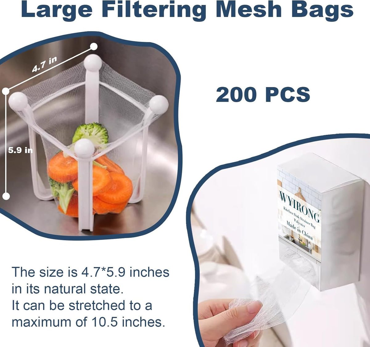 250 Pack Disposable Drain Covers, Disposable Mesh Sink Strainer Pouches for Sourdough, One Use Sourdough Drain Catcher Mesh Cover Nets for Kitchen Sink, Strainer Pouches Kitchen and Bathroom