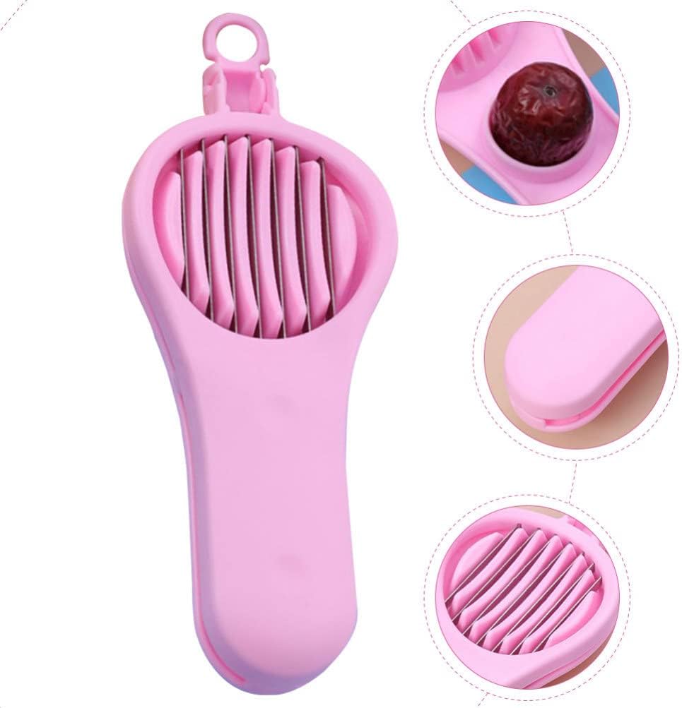Fruit Pitter Remover Cherry Pitter Tool Cherry Olive Remover Tool Stainless Steel Fruit Cherry Corer Tool Manual Strawberry Slicer for Home Kitchen Pink Cherry Pit Remover Tool